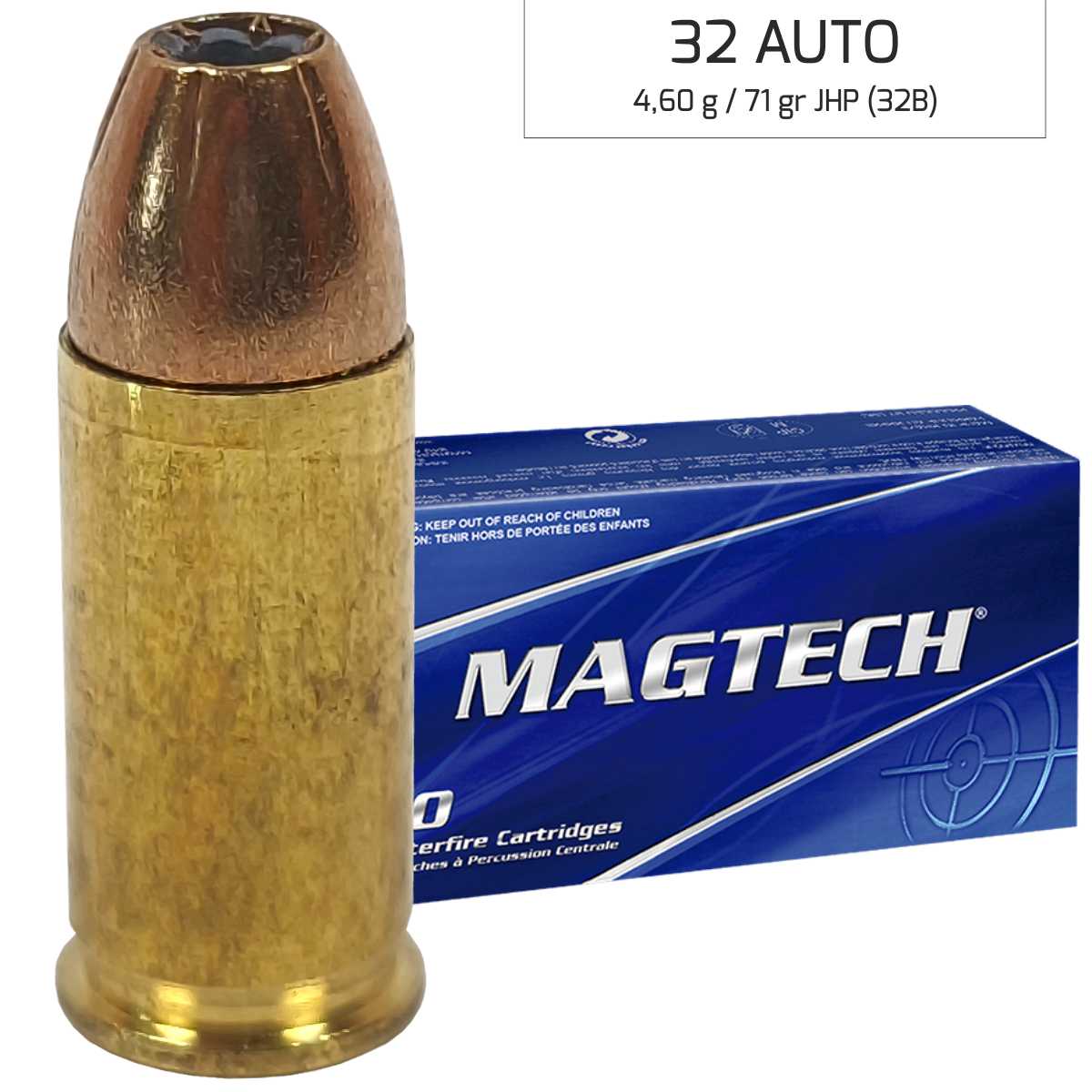 Náboj Magtech 7,65 Browning / 32 AUTO FMJ (32A) 4,60 g, 71 grs