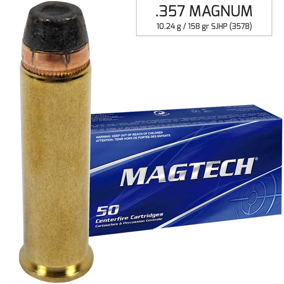 Náboj Magtech 357 Magnum FMJ FLAT (357Q) 8,1 g, 125 grs