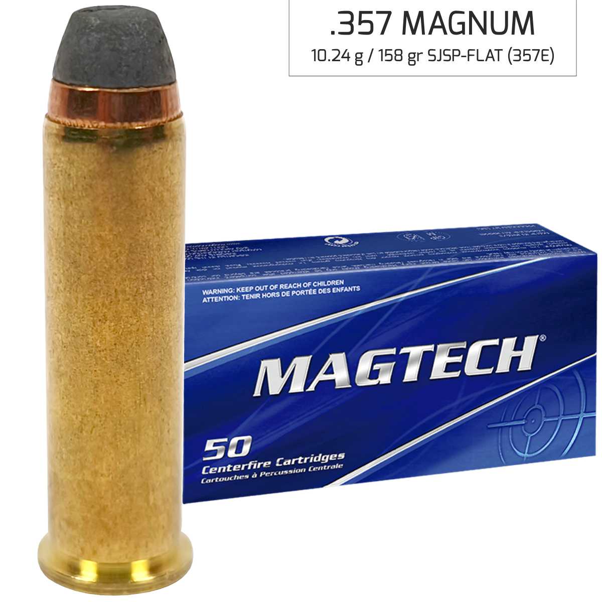 Náboj Magtech 357 Magnum FMJ FLAT (357Q) 8,1 g, 125 grs