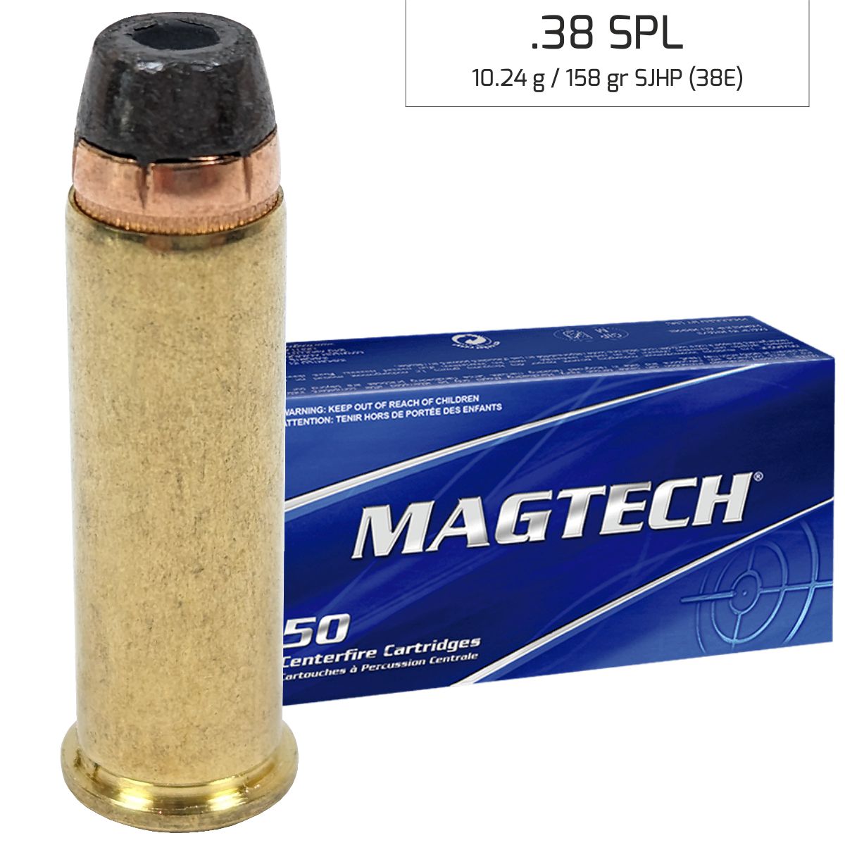 Náboj Magtech 38 SPECIAL FMJ FLAT (38P) 10,24 g, 158 grs