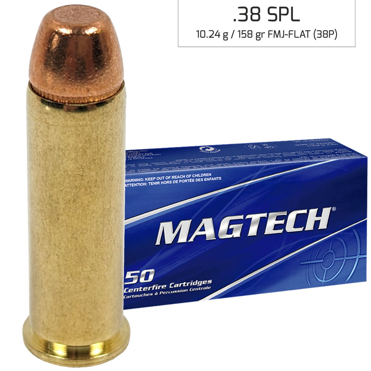 Náboj Magtech 38 SPECIAL FMJ FLAT (38Q) 8,1 g, 125 grs