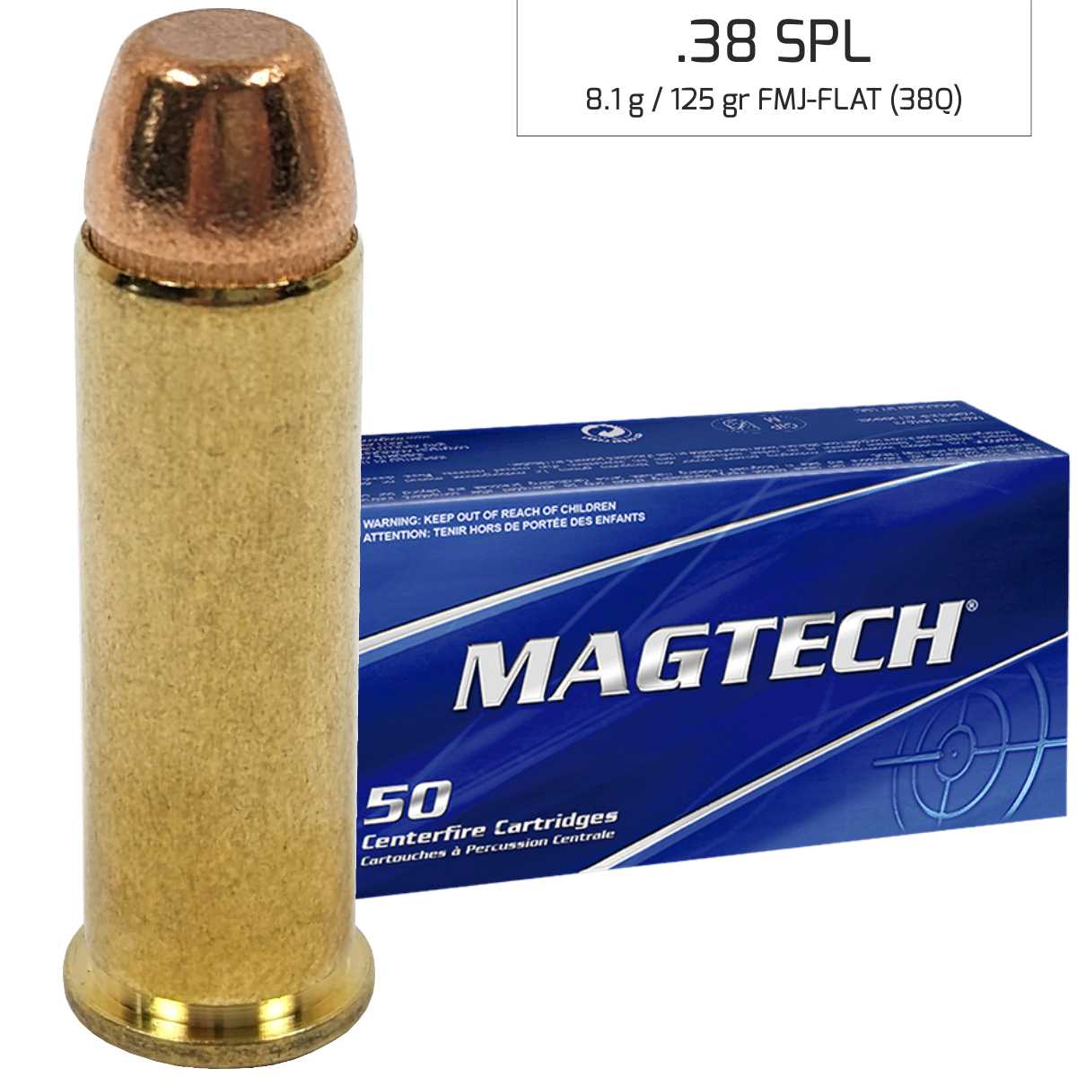 Náboj Magtech 38 SPECIAL FMJ FLAT (38P) 10,24 g, 158 grs