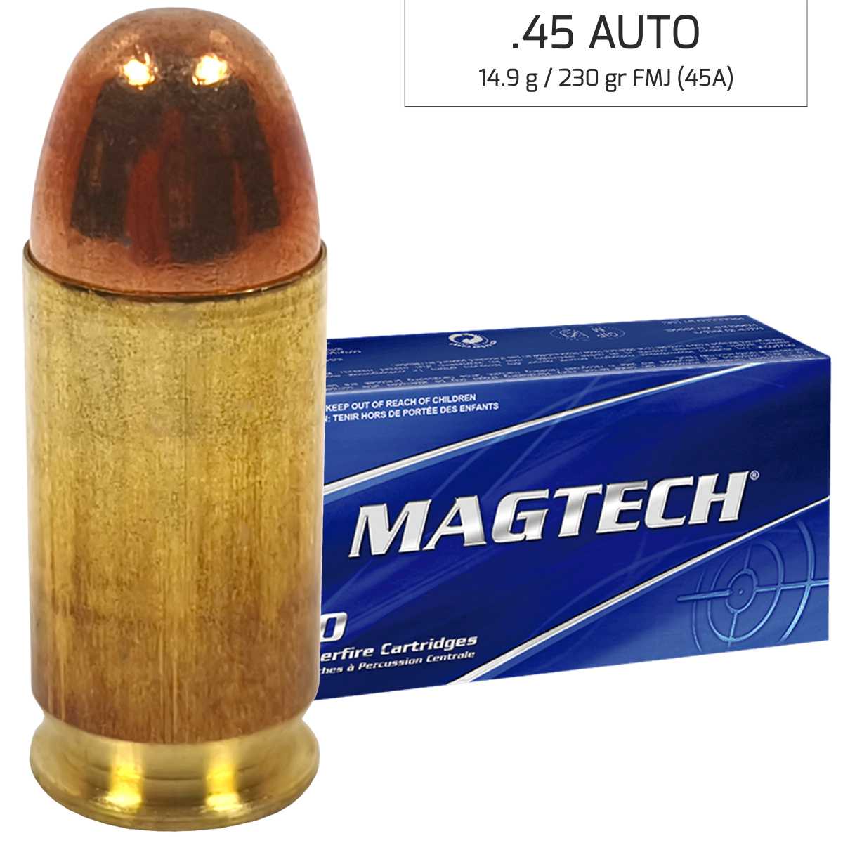 Náboj Magtech 45 AUTO FMJ SWC (45B) 14,90 g, 230 grs