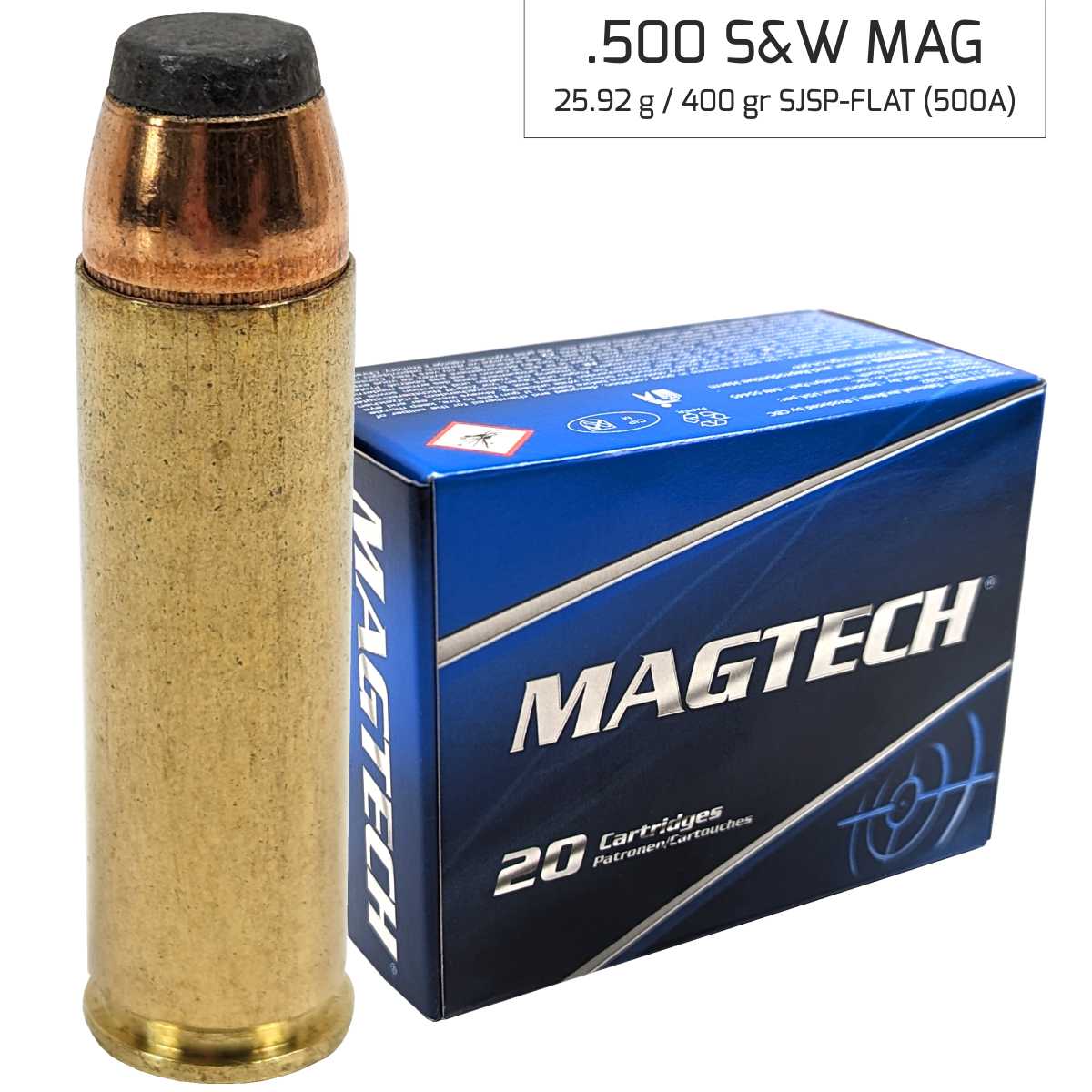 Náboj Magtech 500 S&W FMJ FLAT (500D) 21,06 g, 325 grs