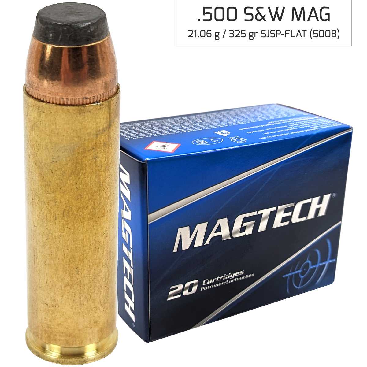 Náboj Magtech 500 S&W SJSP FLAT LIGHT LOADING (500L) 21,06 g, 325 grs