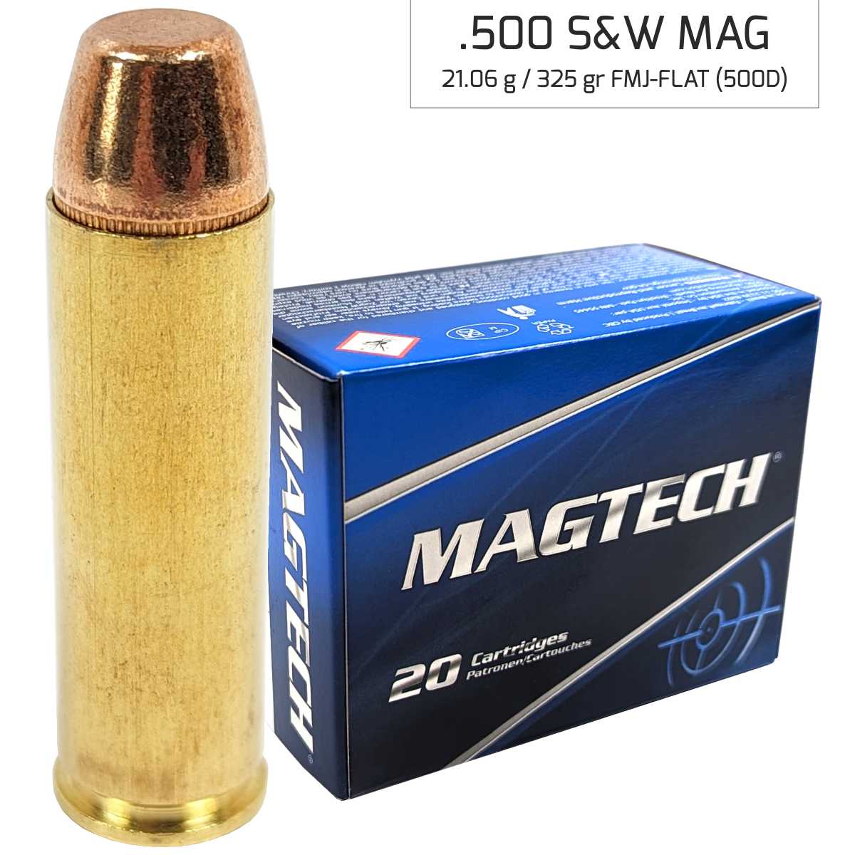 Náboj Magtech 500 S&W SJSP FLAT LIGHT LOADING (500L) 21,06 g, 325 grs