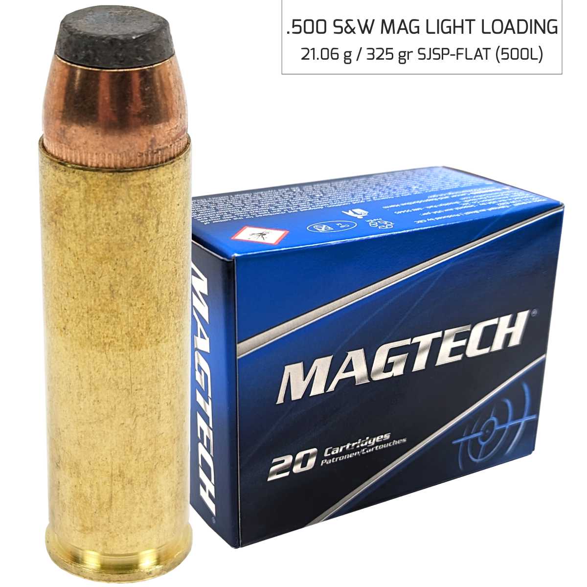 Náboj Magtech 500 S&W SJSP FLAT (500B) 21,06 g, 325 grs