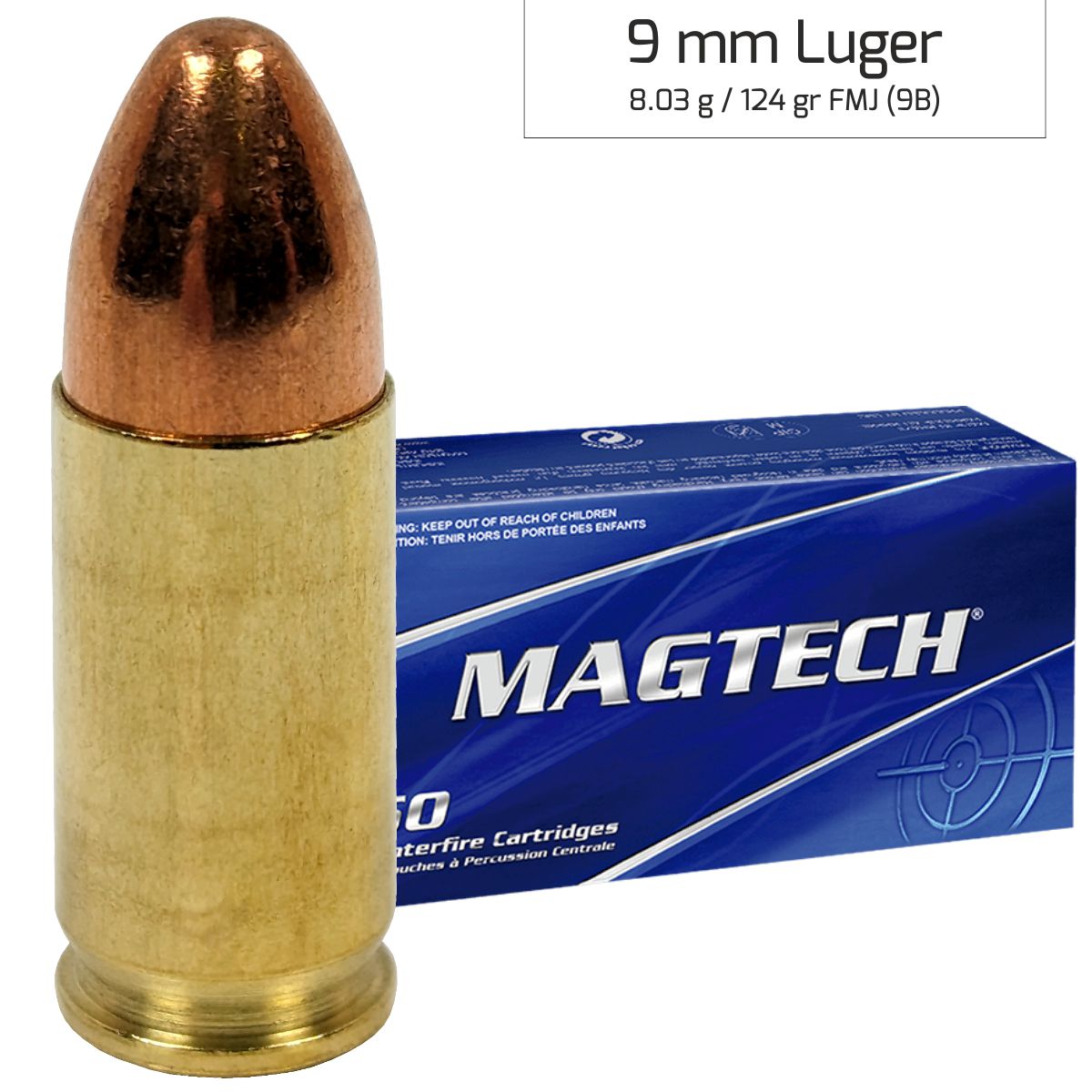 Náboj Magtech 9 mm Luger FMJ (9A) 7,45g 115gr