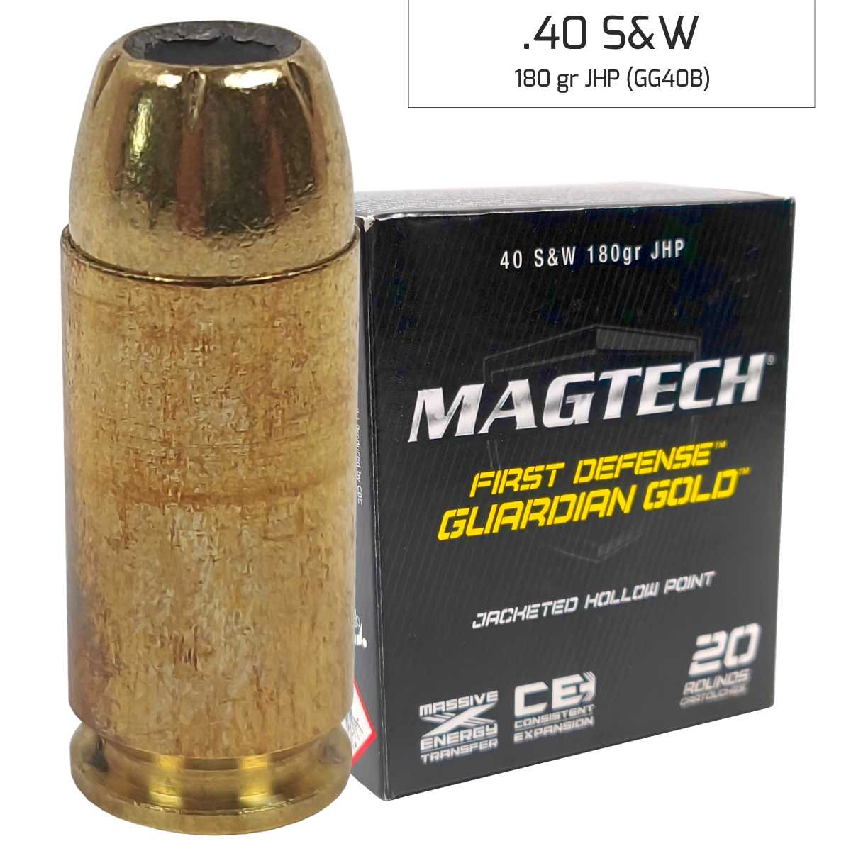 Náboj Magtech 40 S&W JHP (40A) 11,66 g, 180 grs