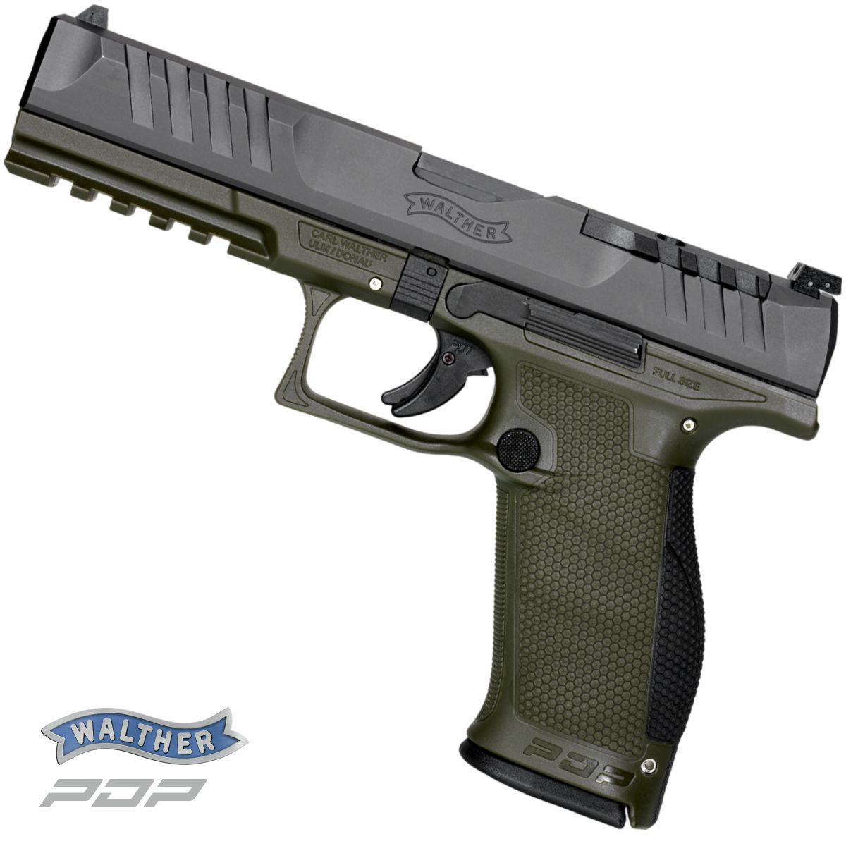 Walther PDP Full Size OD Green 4,5‘‘, 9 mm Luger, pistole samonabíjecí