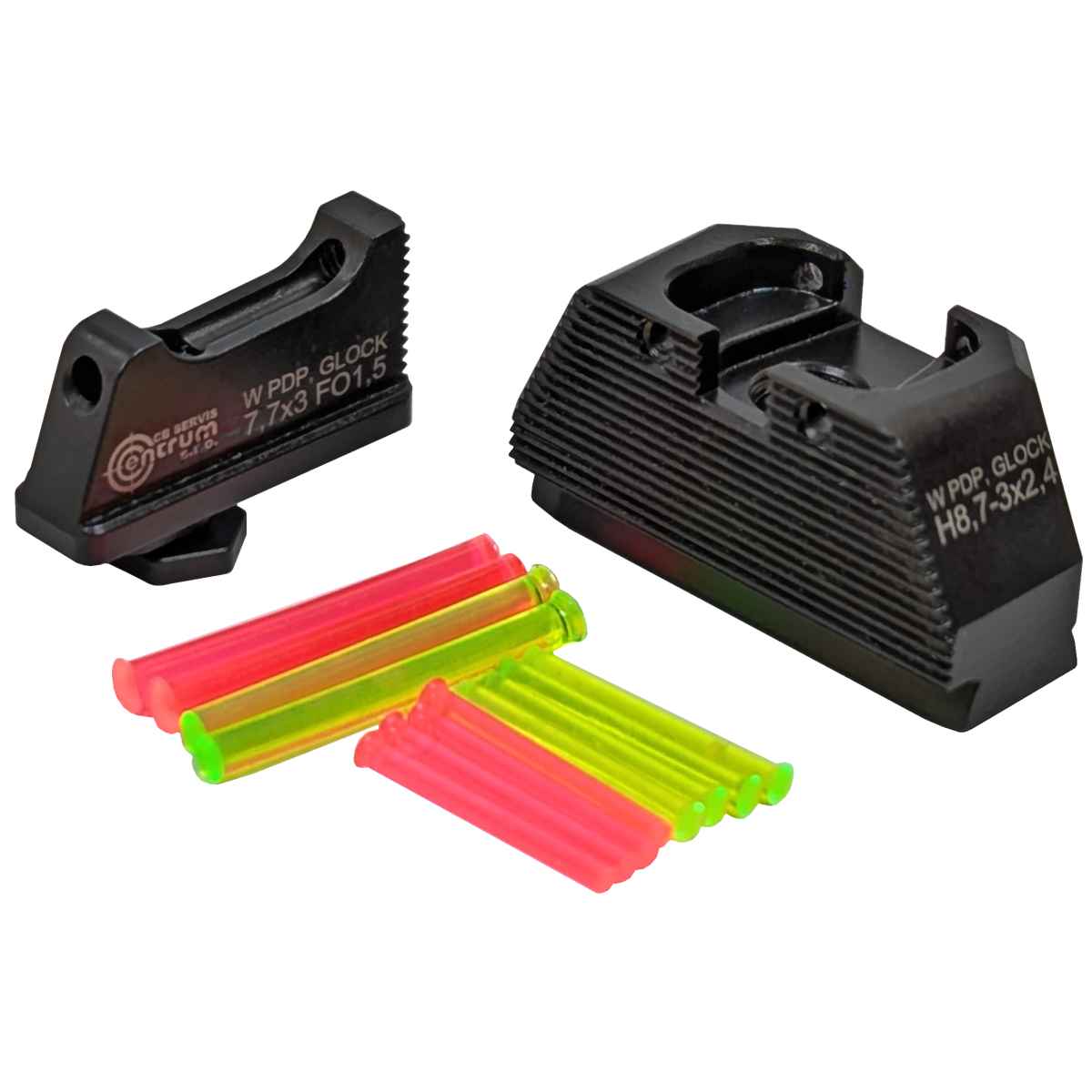 Mířidla světlovodná EVOSIGHT Walther PDP / Glock, muška 6,7 mm, hledí 7,7 mm