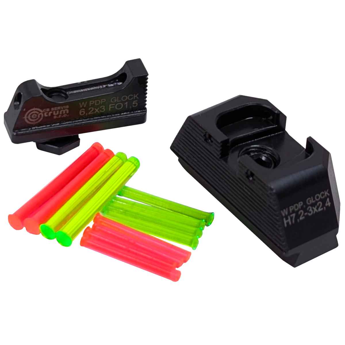 Mířidla světlovodná EVOSIGHT Walther PDP / Glock, muška 6,7 mm, hledí 7,7 mm