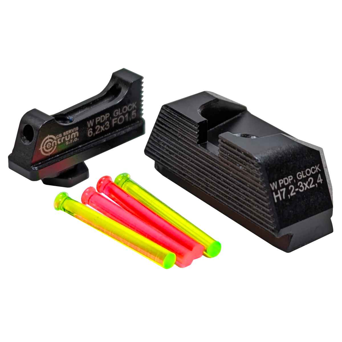 Mířidla světlovodná EVOSIGHT Walther PDP / Glock, muška 6,7 mm, hledí 7,7 mm