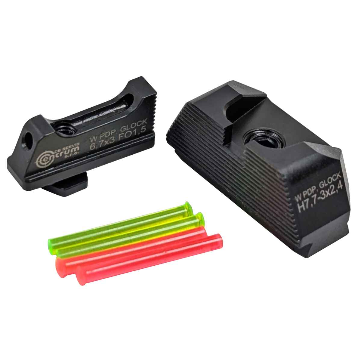 Mířidla světlovodná EVOSIGHT Walther PDP / Glock, muška 6,7 mm, hledí 7,7 mm