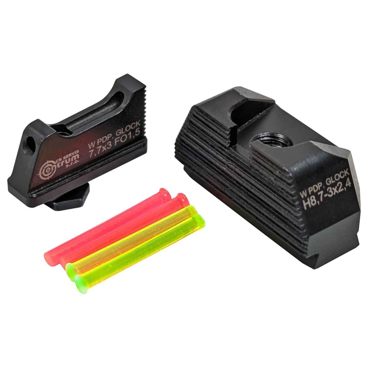 Mířidla světlovodná EVOSIGHT Walther PDP / Glock, muška 6,7 mm, hledí 7,7 mm