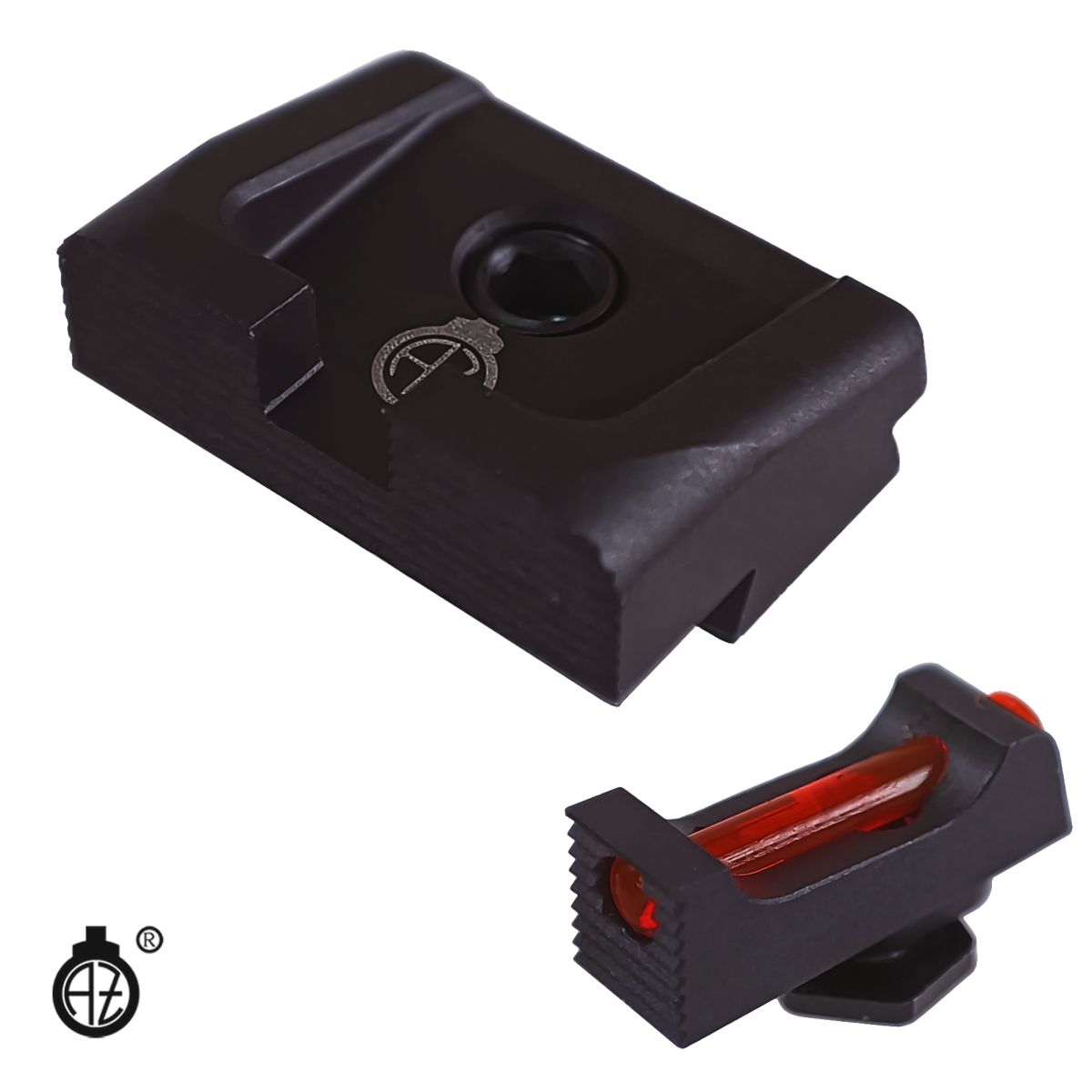 Ocelová mířidla Zendl pro pistole Walther PDP, muška světlovodná červená 1mm, hledí černé